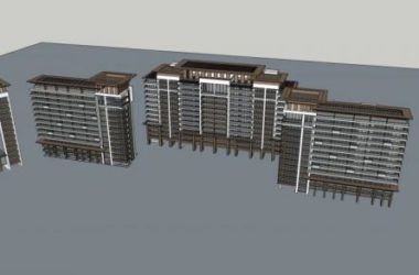 Sketchup住宅模型|高层公寓,居住建筑,现代风格-BIM建筑网