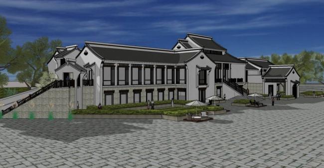 Sketchup酒店模型|多层酒店,中式风格 Sketchup酒店模型|多层酒店,中式风格