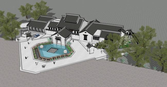 Sketchup酒店模型|多层酒店,中式风格 Sketchup酒店模型|多层酒店,中式风格