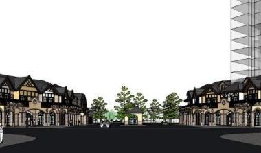 Sketchup商业模型|多层小镇商业会所，英式，古典风格-BIM建筑网