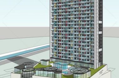 Sketchup办公模型|高层办公,写字楼,底层商业,现代风格-BIM建筑网