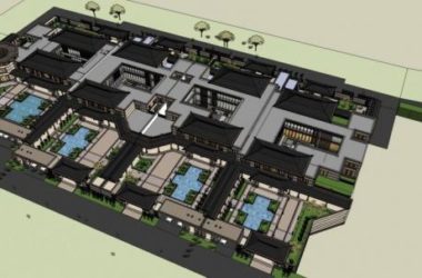 Sketchup酒店模型|大型度假会所,酒店,联排别墅,中式风格-BIM建筑网