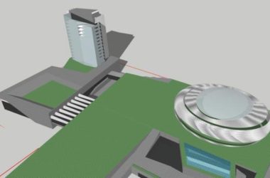 Sketchup体育馆模型|多层体育馆,舟山普陀体育中心,现代风格-BIM建筑网