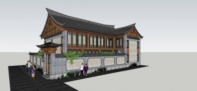 Sketchup别墅模型|独栋别墅,中式风格 Sketchup别墅模型|独栋别墅,中式风格
