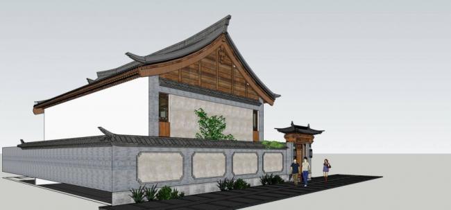 Sketchup别墅模型|独栋别墅,中式风格 Sketchup别墅模型|独栋别墅,中式风格