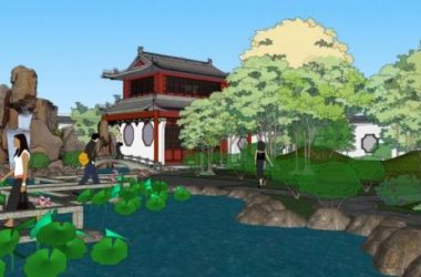 Sketchup景观模型|中式园林景观-BIM建筑网