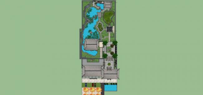 Sketchup景观模型|中式园林景观 Sketchup景观模型|中式园林景观