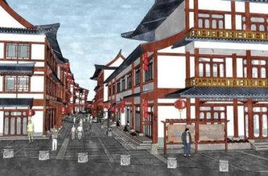 Sketchup商业模型|德州董子巷，中式风格，多层商业街-BIM建筑网
