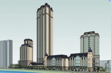 Sketchup综合体模型|高层住宅,办公,商住综合体,底层商业,法式古典风格-BIM建筑网