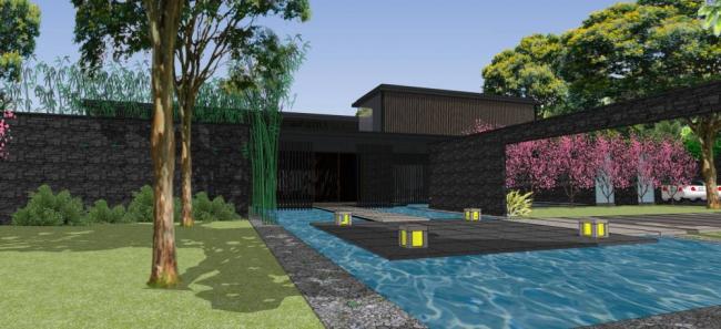 Sketchup景观模型|别墅带景观,新中式风格 Sketchup景观模型|别墅带景观,新中式风格