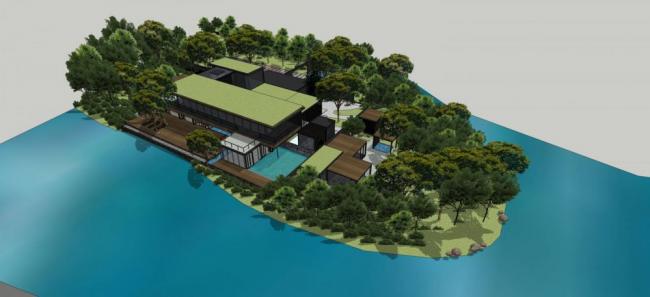 Sketchup景观模型|别墅带景观,新中式风格 Sketchup景观模型|别墅带景观,新中式风格