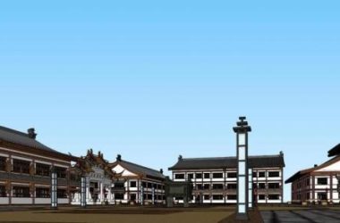 Sketchup商业模型|多层仿唐街区，中式风格，商业建筑-BIM建筑网