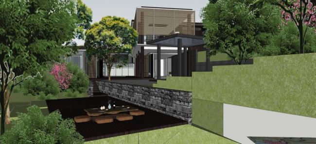 Sketchup景观模型|别墅带景观,新中式风格 Sketchup景观模型|别墅带景观,新中式风格