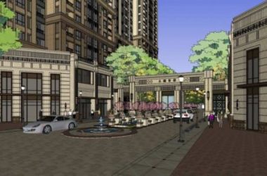 Sketchup住宅模型|太湖官邸，居住建筑，高层住宅，商业裙房，新古典风格-BIM建筑网