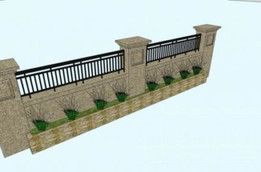 Sketchup素材模型|围墙,护栏,栏杆,素材,构件-BIM建筑网