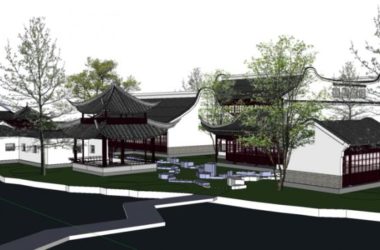 Sketchup景观模型|中式园林，中式风格，庭院景观-BIM建筑网