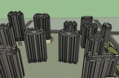 Sketchup住宅模型|高层住宅小区，商业步行街，底层商业，新古典风格，居住建筑-BIM建筑网