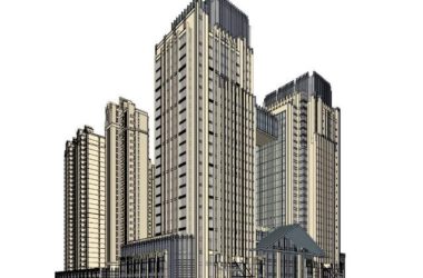 Sketchup综合体模型|高层商住综合体,住宅,新古典风格-BIM建筑网