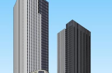Sketchup办公模型|英轩大厦,高层办公楼,行政写字楼,现代风格-BIM建筑网