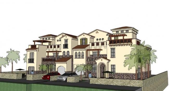 Sketchup别墅模型|西班牙风格,双拼别墅 Sketchup别墅模型|西班牙风格,双拼别墅