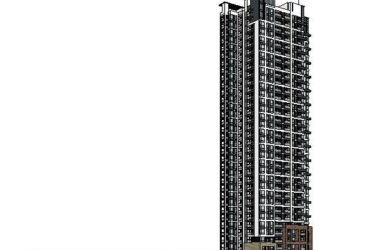 Sketchup住宅模型|高层住宅，蝶形户型，现代风格，居住建筑-BIM建筑网