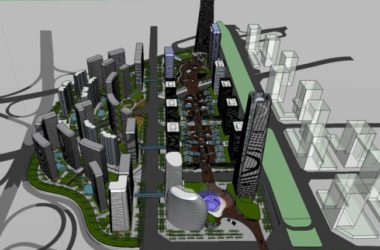 Sketchup综合体模型|某城市火车站站前广场及超高层综合体,办公写字楼,现代风格-BIM建筑网