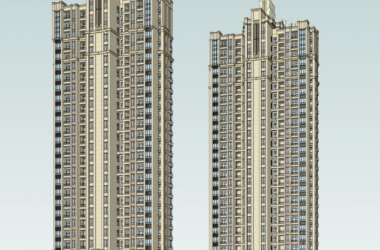 Sketchup住宅模型|高层住宅楼，现代风格，底层商业，居住建筑-BIM建筑网