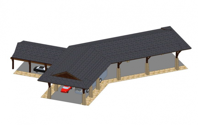 Sketchup素材模型|入口廊架廊道,素材组件 Sketchup素材模型|入口廊架廊道,素材组件