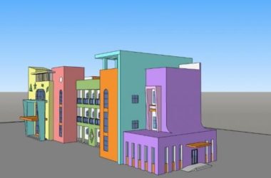 Sketchup学校模型|多层幼儿园学校,教育建筑,现代风格-BIM建筑网