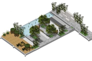 Sketchup景观模型|庭院景观，水池水景，现代风格-BIM建筑网
