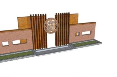 Sketchup素材模型|中式景墙大门,影壁墙,景观素材组件-BIM建筑网