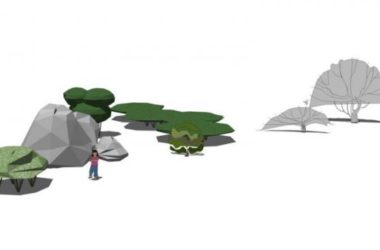 Sketchup素材模型|2D水彩树,植物树,景观树,手绘树,景观素材组件-BIM建筑网