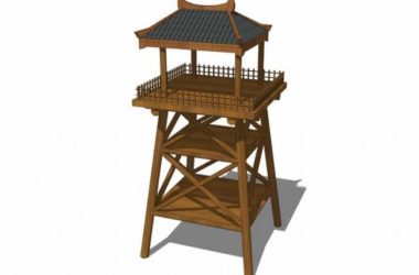 Sketchup素材模型|观景平台,景观塔,中式风格,素材组件-BIM建筑网