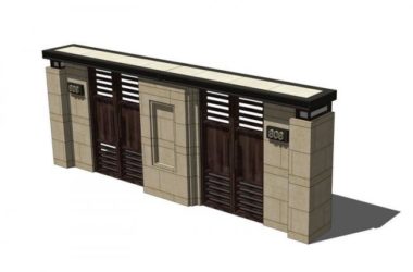 Sketchup素材模型|入口大门,门头,中式风格,素材组件-BIM建筑网