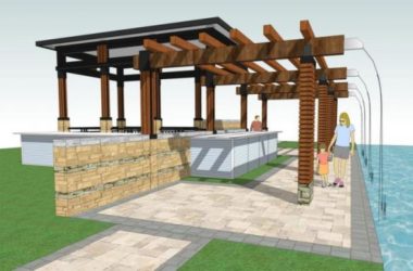 Sketchup素材模型|跌水廊架,现代风格,景观素材组件-BIM建筑网