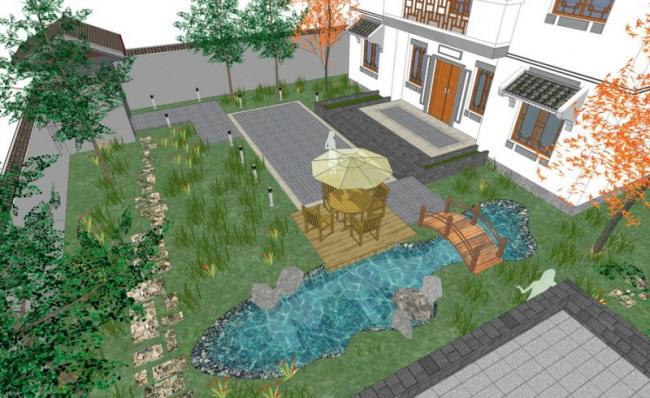 Sketchup景观模型|中式庭院景观 Sketchup景观模型|中式庭院景观