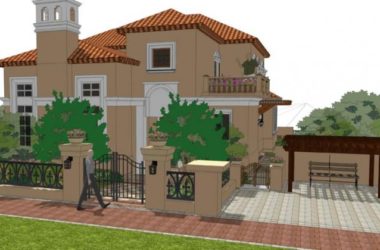 Sketchup景观模型|西班牙别墅庭院景观-BIM建筑网