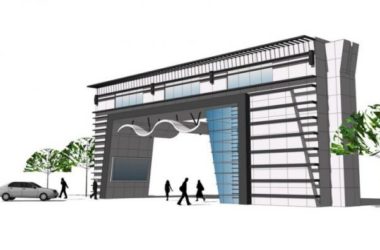 Sketchup素材模型|现代小区入口大门设计-BIM建筑网