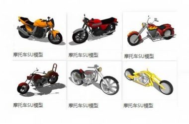 Sketchup素材模型|摩托车,交通工具,素材组件-BIM建筑网