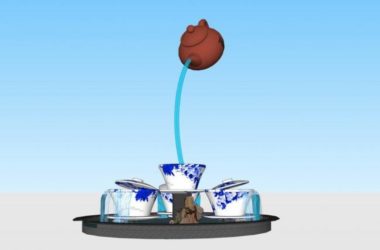 Sketchup素材模型|茶壶茶杯景观水景素材组件-BIM建筑网