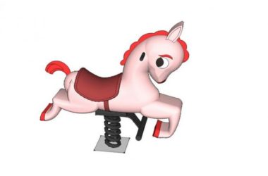 Sketchup素材模型|室外儿童游乐设施摇摇木马，景观素材组件-BIM建筑网