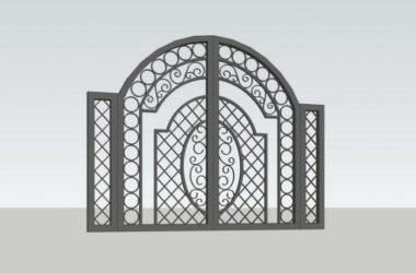 Sketchup素材模型|铁艺入口大门，景观素材组件-BIM建筑网