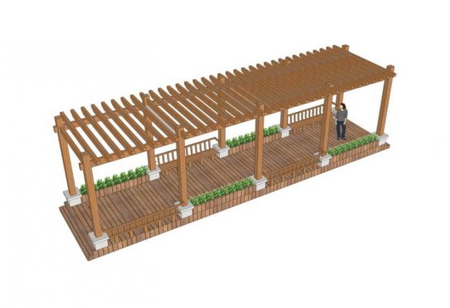 Sketchup素材模型|木廊架景观素材组件 Sketchup素材模型|木廊架景观素材组件