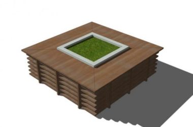 Sketchup素材模型|木树池坐凳景观素材组件-BIM建筑网