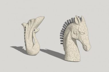 Sketchup素材模型|欧式景观动物喷水雕塑素材组件-BIM建筑网