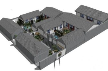 Sketchup住宅模型|多层住宅四合院,中式风格,庭院,居住建筑-BIM建筑网