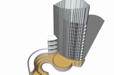 Sketchup办公模型|高层办公楼,椭圆形平面,现代风格-BIM建筑网