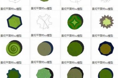 Sketchup素材模型|景观平面树植物素材组件-BIM建筑网