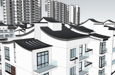 Sketchup住宅模型|高层住宅,居住建筑,新中式风格-BIM建筑网
