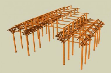 Sketchup素材模型|木结构廊架,现代风格,景观素材组件-BIM建筑网